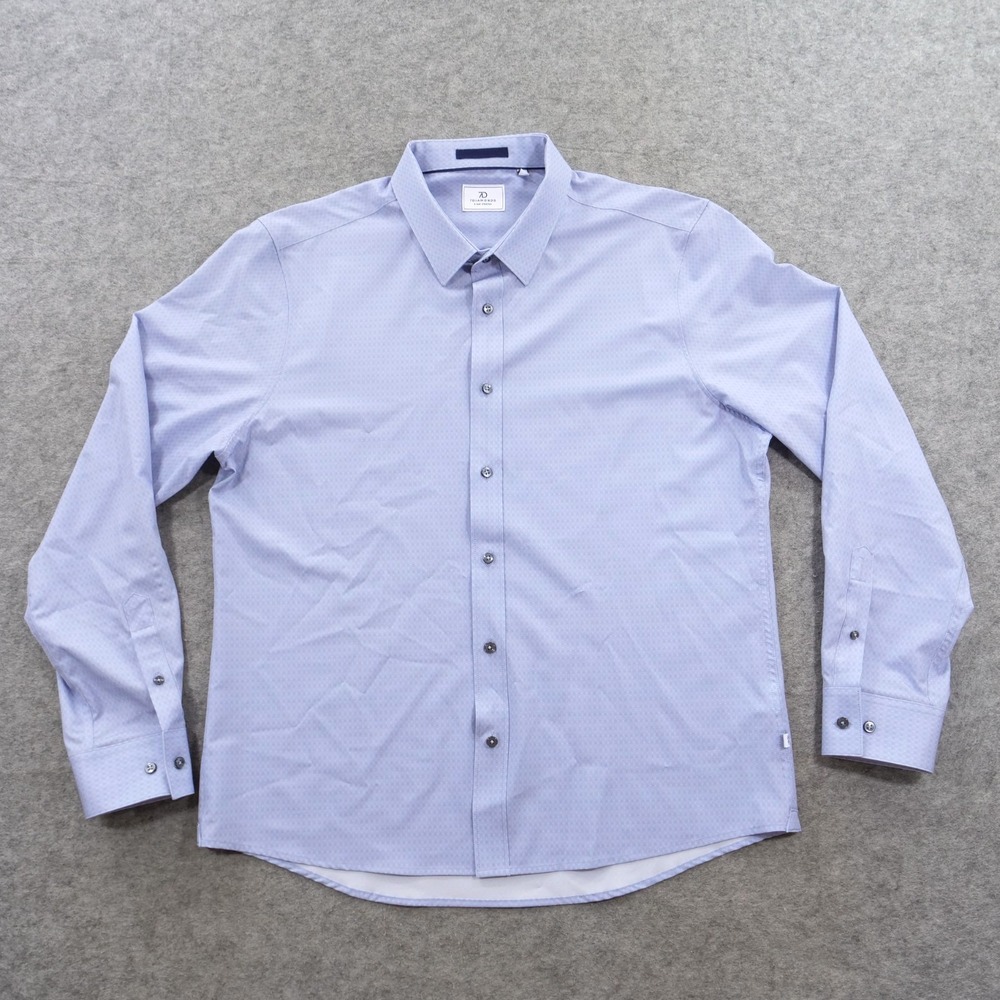 7 Diamonds Shirt Mens Extra Large Blue Geometric 4 Way Stretch Long Sleeve